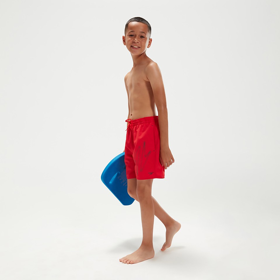 Short de bain Garçon HyperBoom 38 cm rouge/gris
