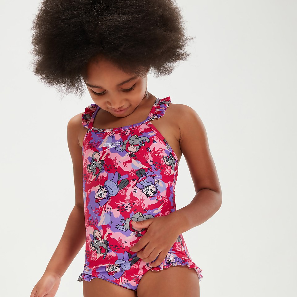 Infant Girls' Learn to Swim Frill Thinstrap Swimsuit Pink