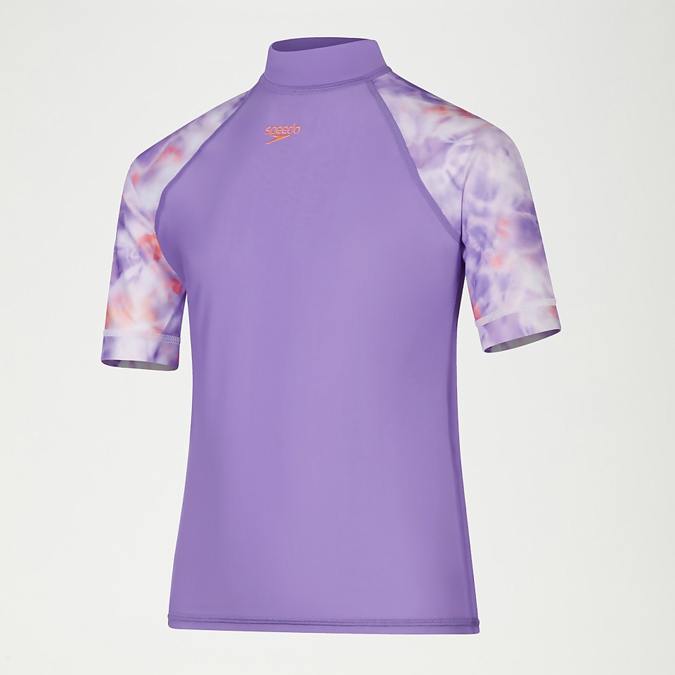 Haut Fille Sun manches courtes lilas/blanc