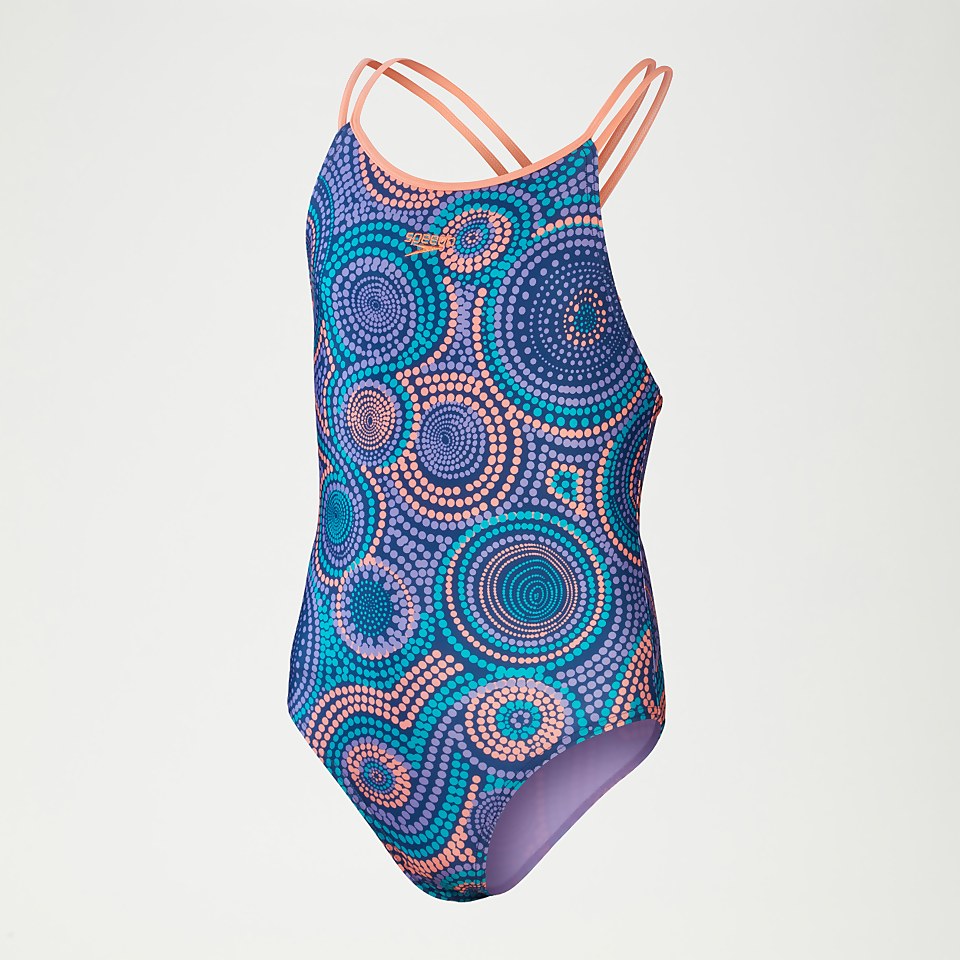 Maillot de bain Fille Twinstrap bleu/corail