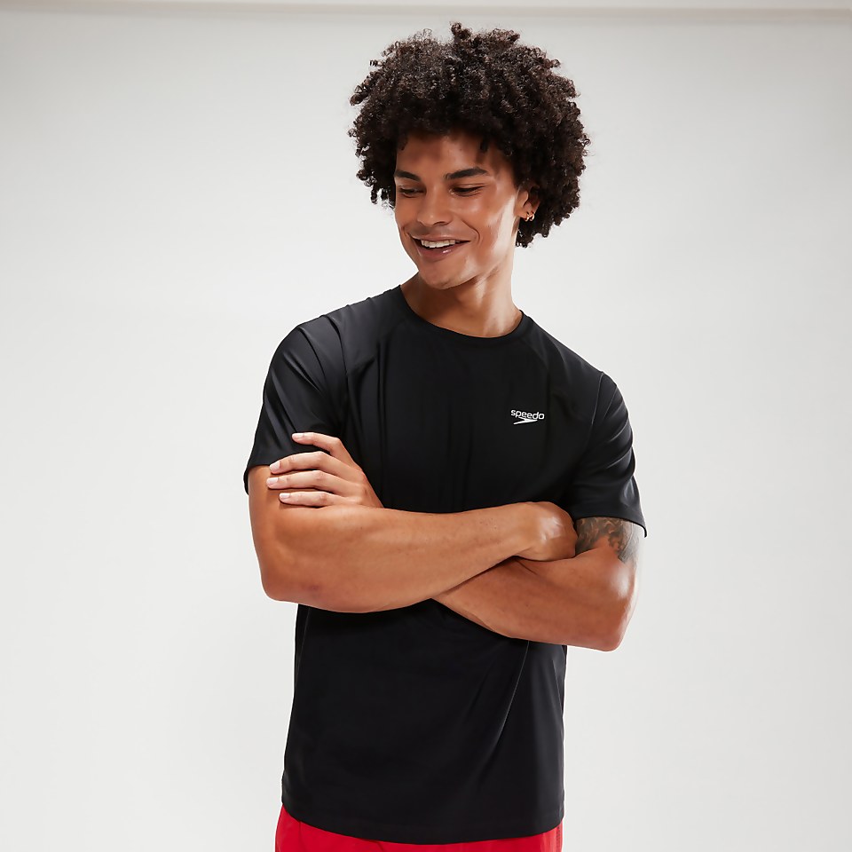 Men's Essential Short Sleeve Swim Top Black