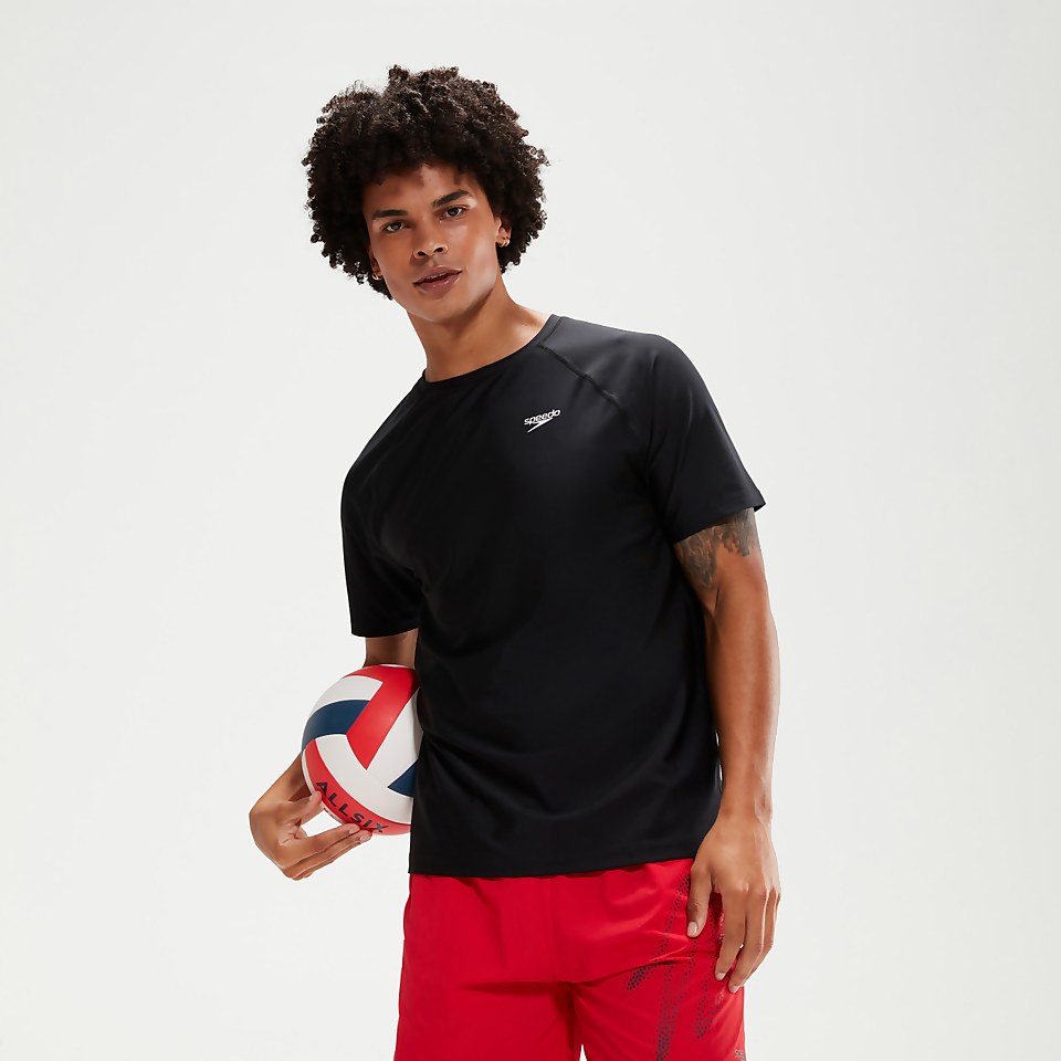 Men's Essential Short Sleeve Swim Top Black