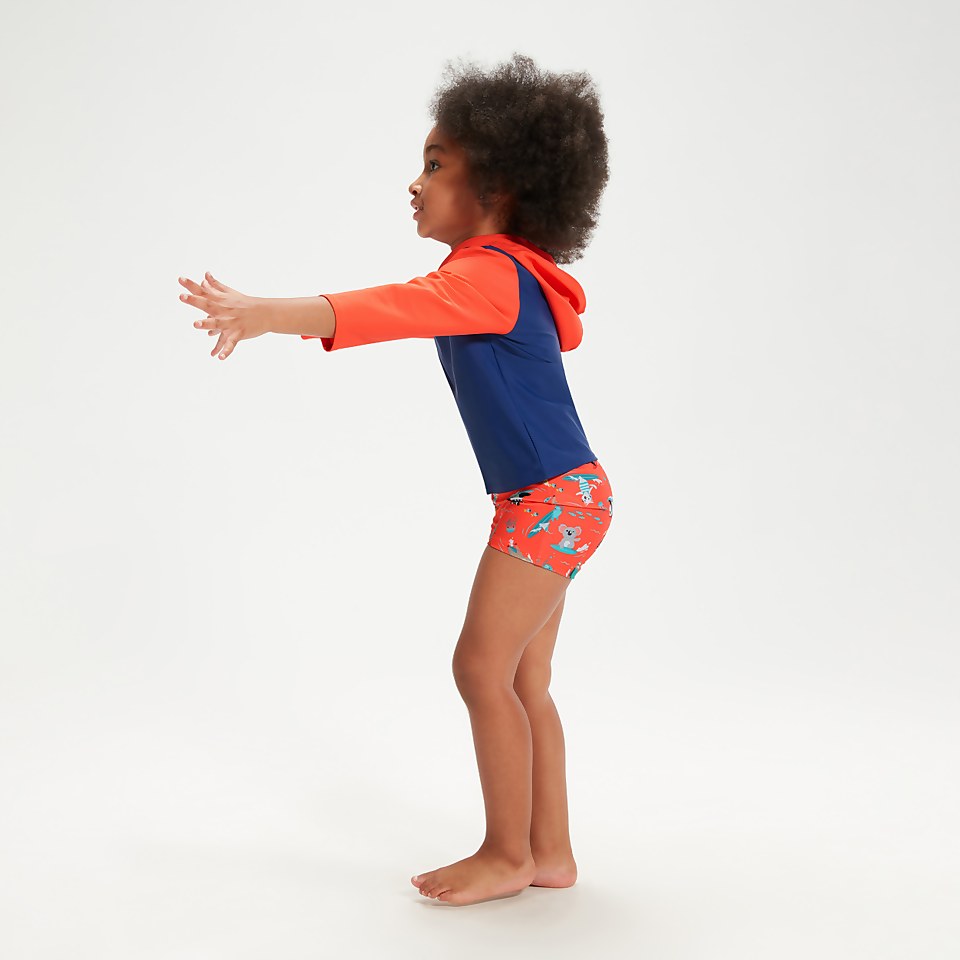 Haut Rash Bébé à capuche unisexe Learn To Swim bleu/corail