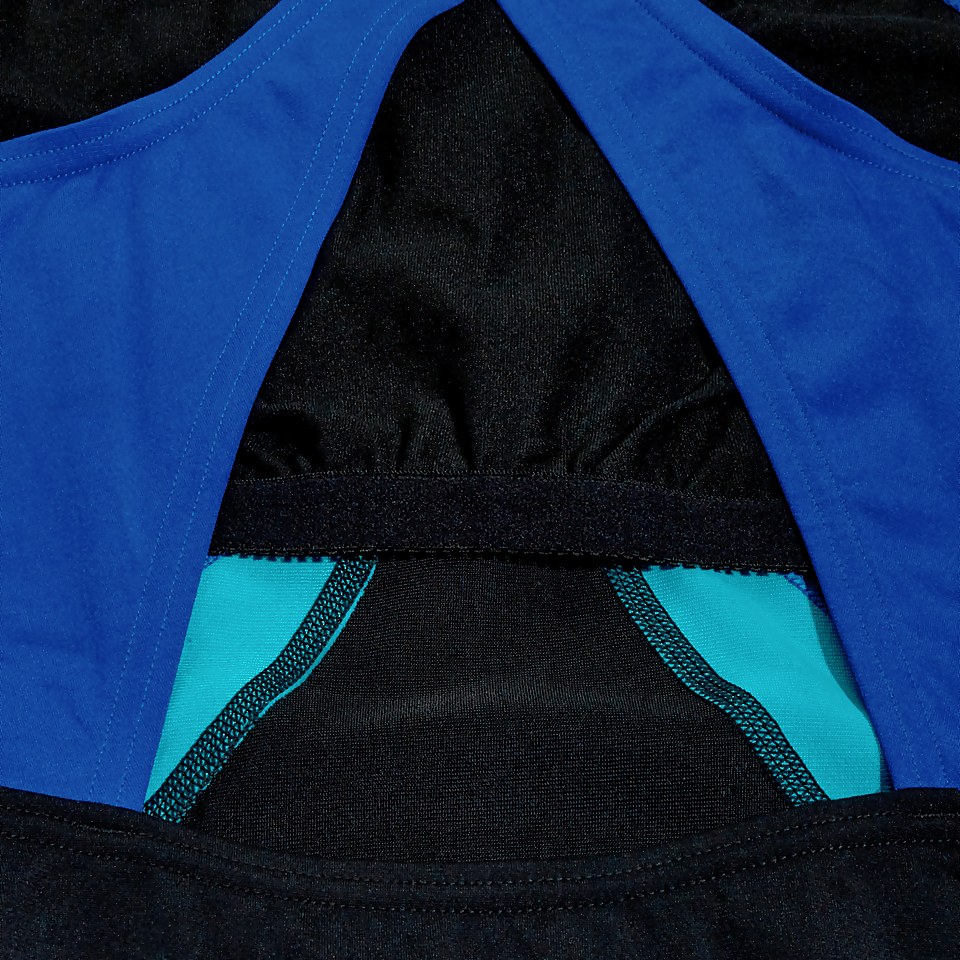 Women's Colourblock Highneck Crossback Swimsuit Black/Blue
