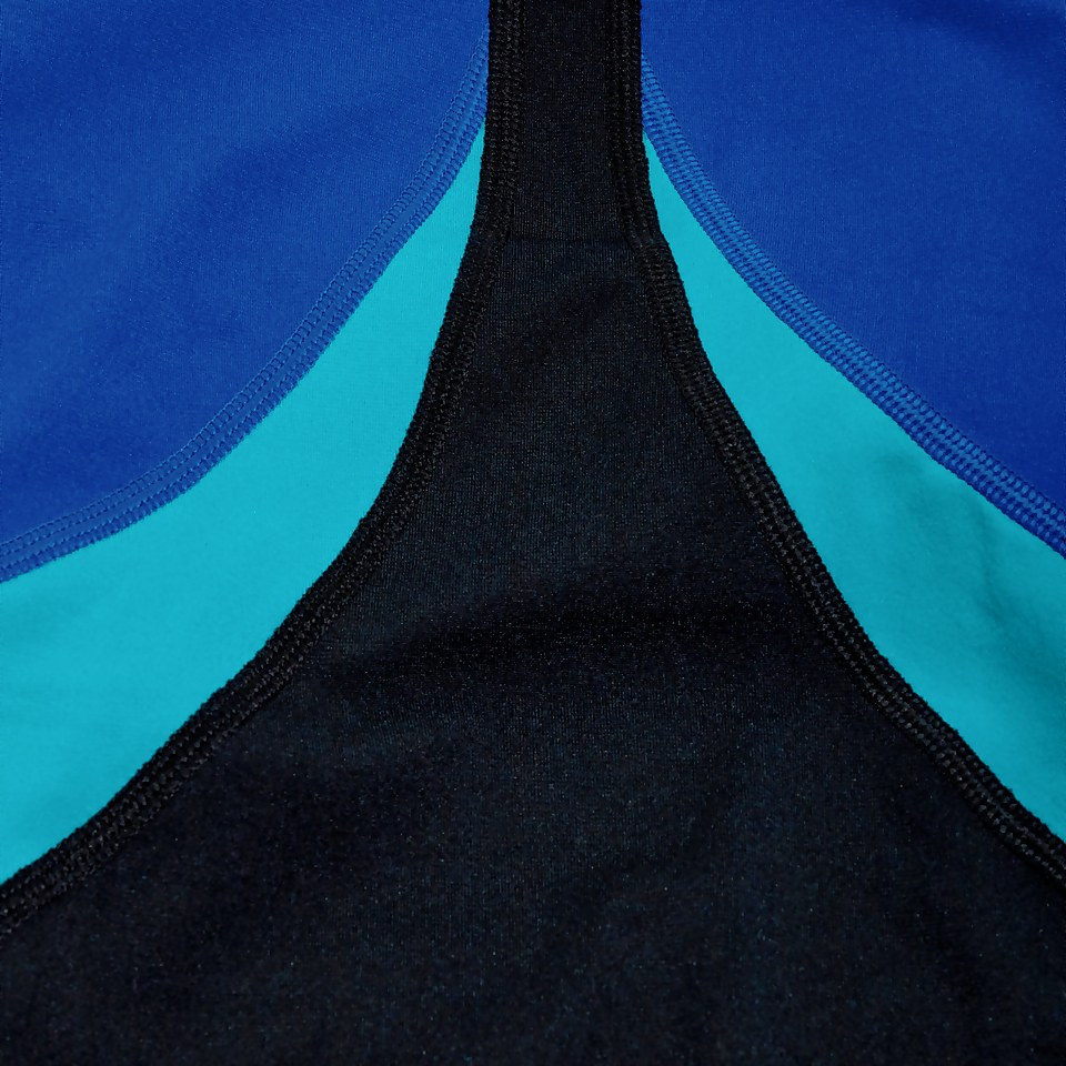 Women's Colourblock Highneck Crossback Swimsuit Black/Blue