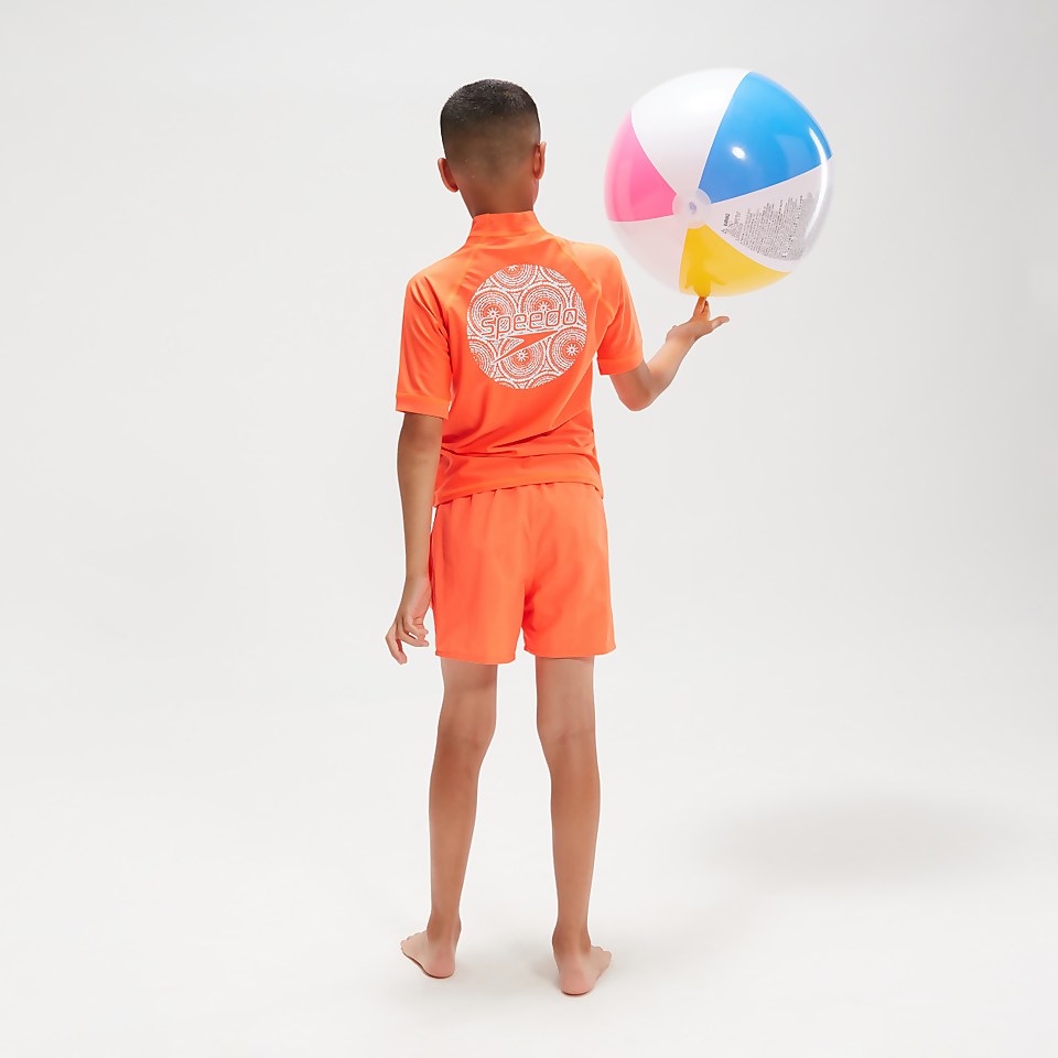 Boys' Printed Short Sleeve Rash Top Orange