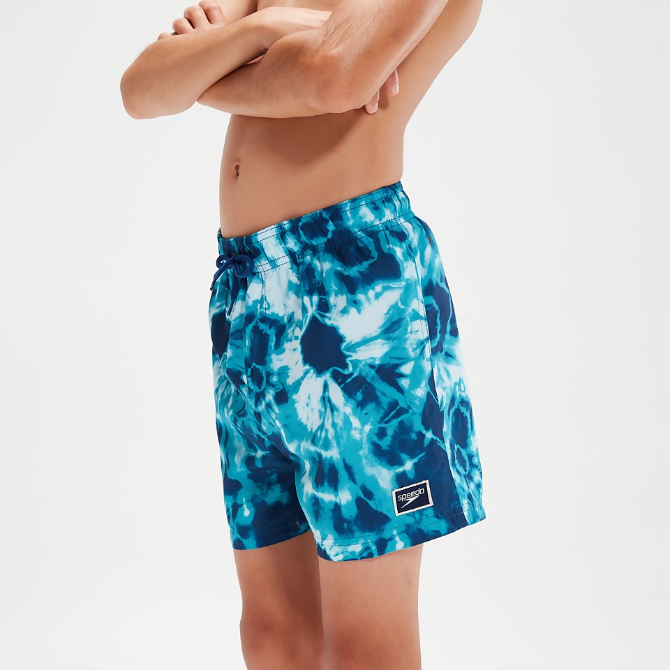 Boys' Printed 13" Swim Shorts Blue/Aqua