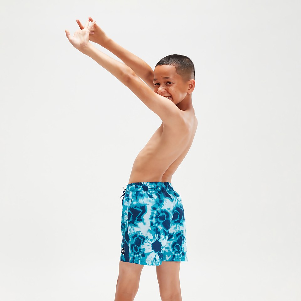 Boys' Printed 13" Swim Shorts Blue/Aqua