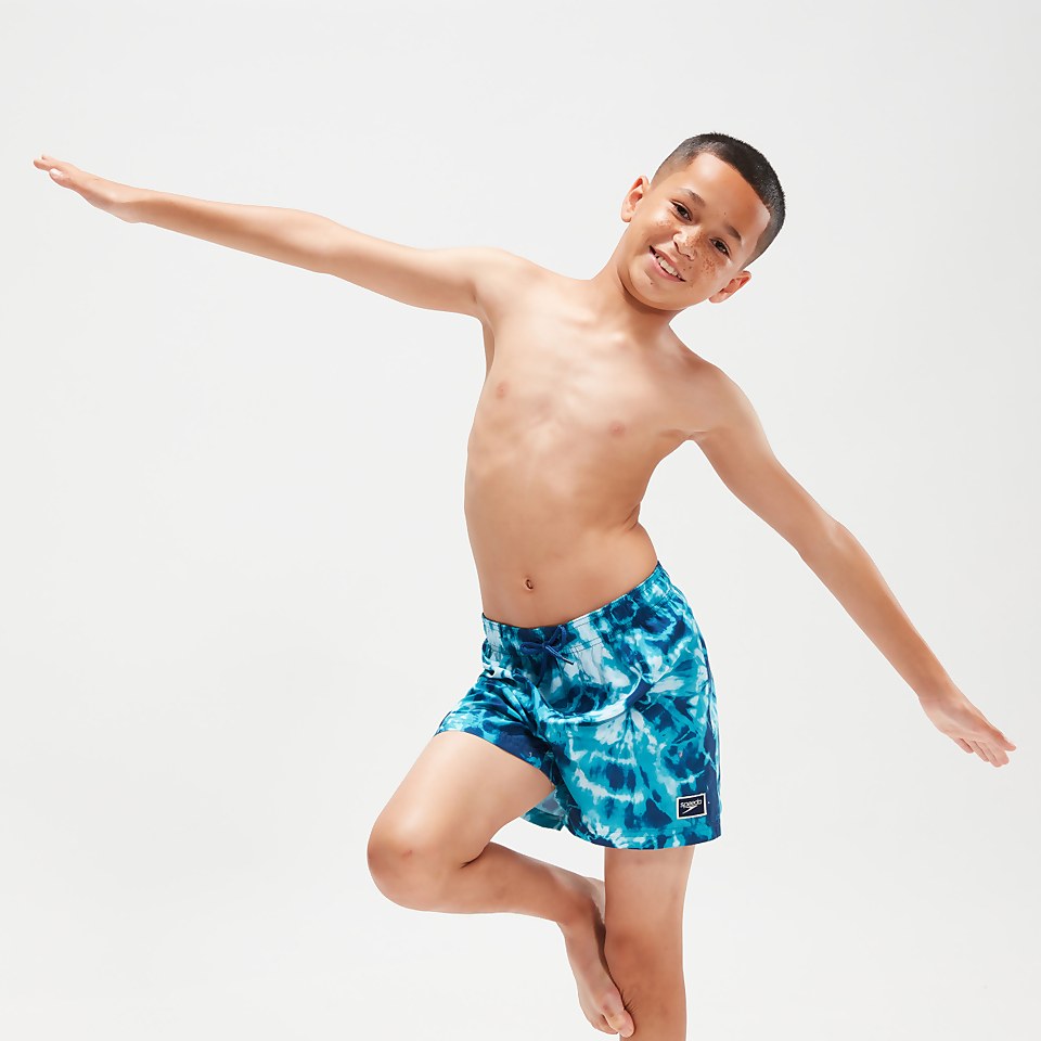 Boys' Printed 13" Swim Shorts Blue/Aqua