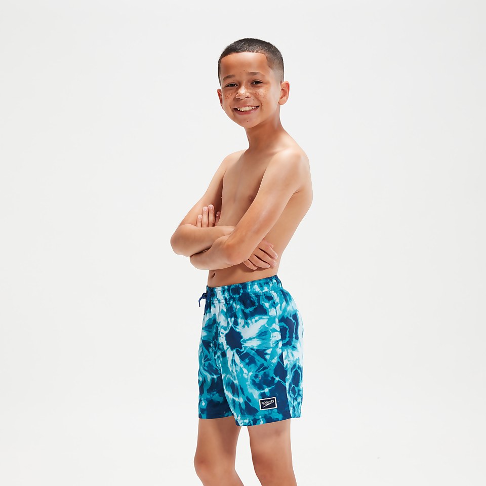 Boys' Printed 13" Swim Shorts Blue/Aqua