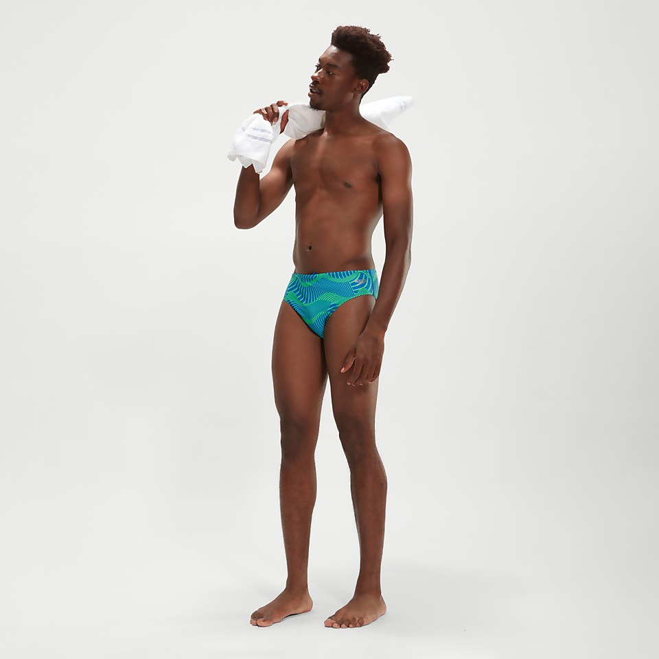 Men's 8cm Club Training Wavespace Brief Blue/Green