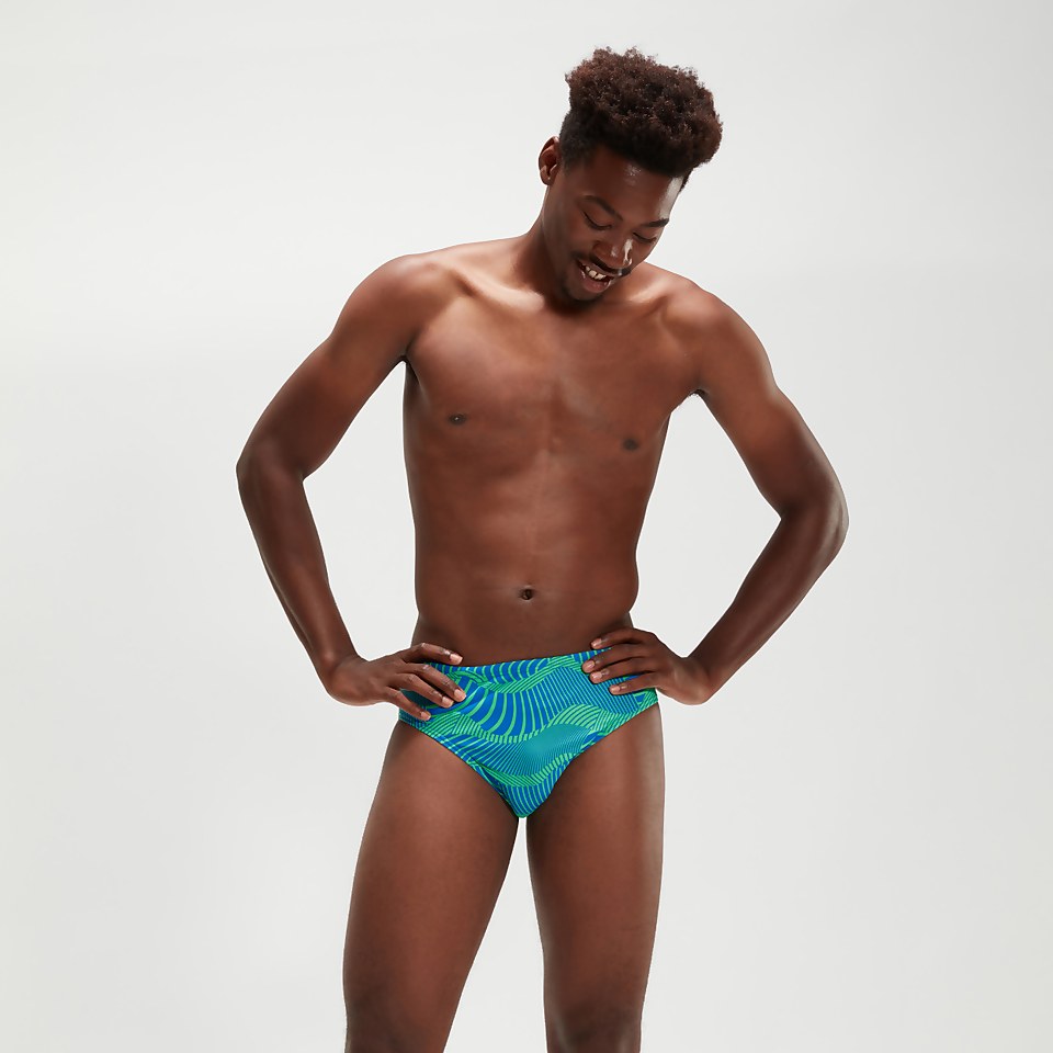 Men's 8cm Club Training Wavespace Brief Blue/Green