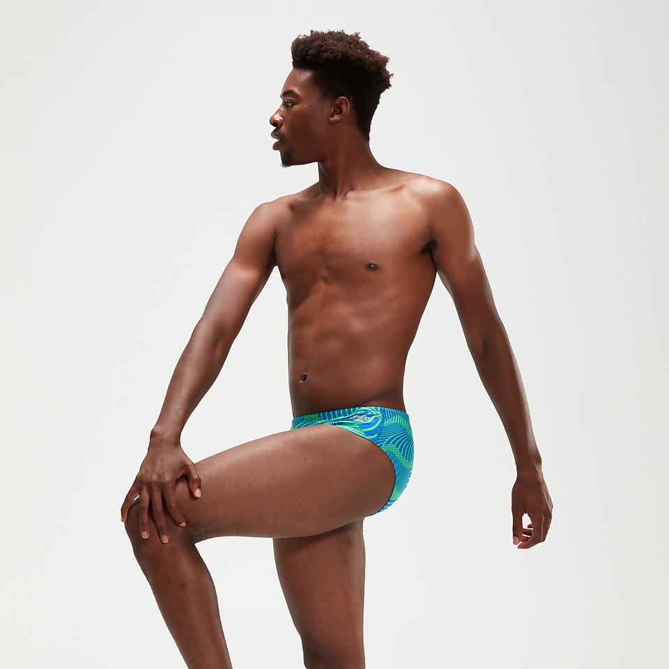 Men's 8cm Club Training Wavespace Brief Blue/Green