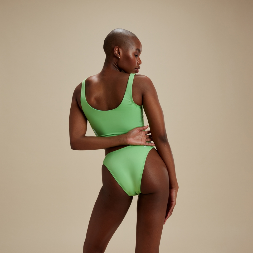 Women's FLU3NTE Solid Cheeky Scoop Bikini Bottom Green