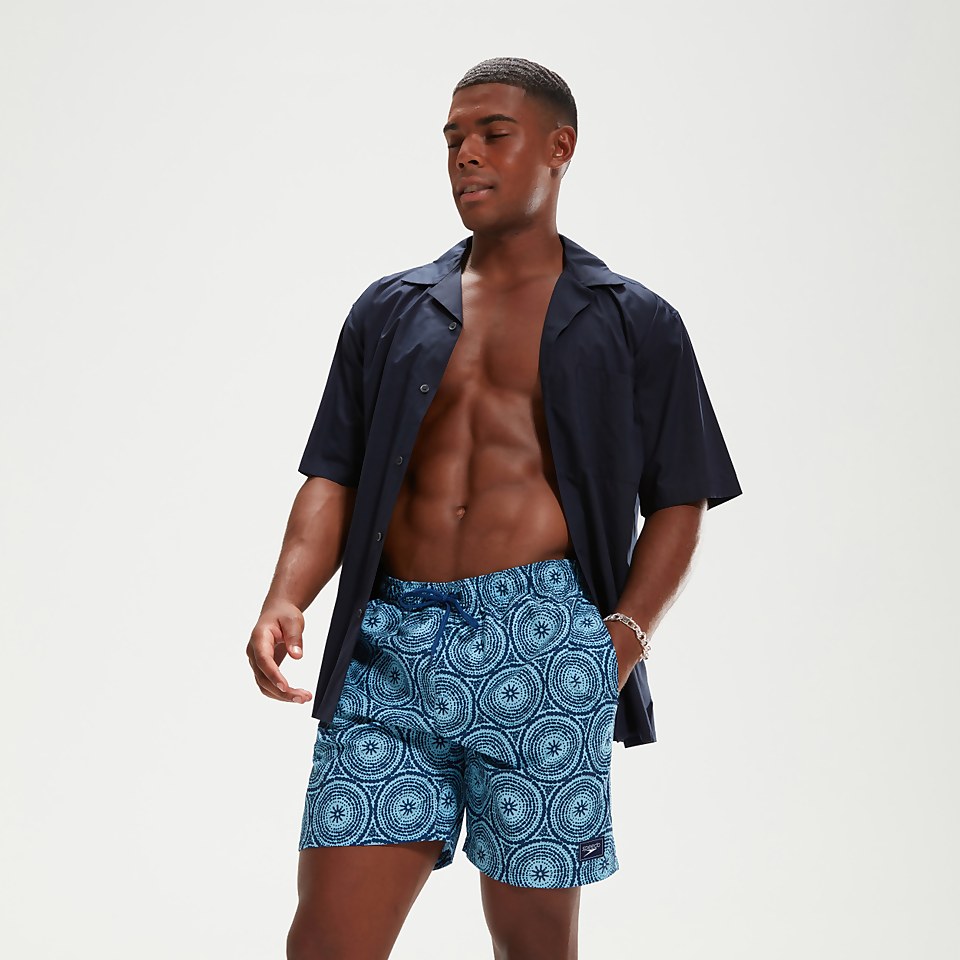Men's Printed Leisure 18" Swim Shorts Blue