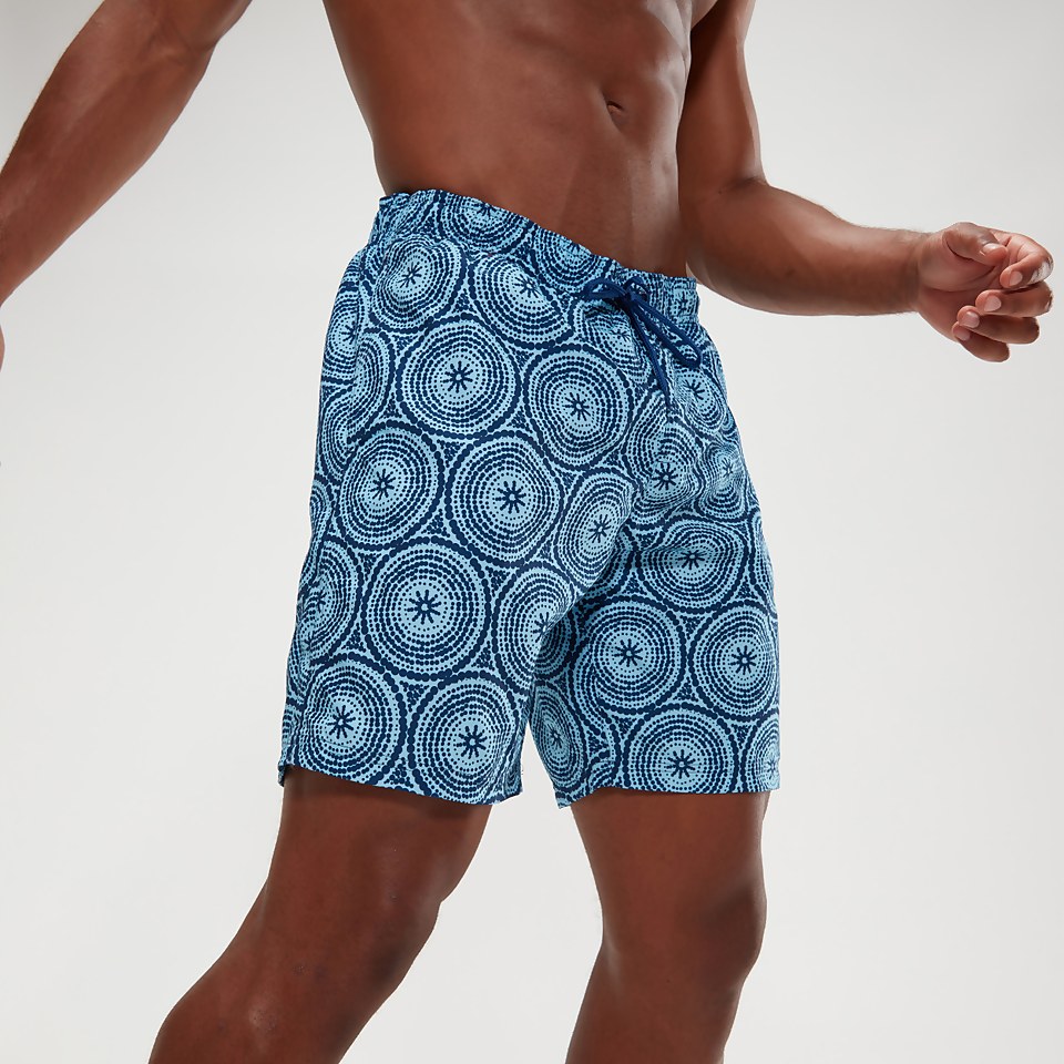 Men's Printed Leisure 18" Swim Shorts Blue