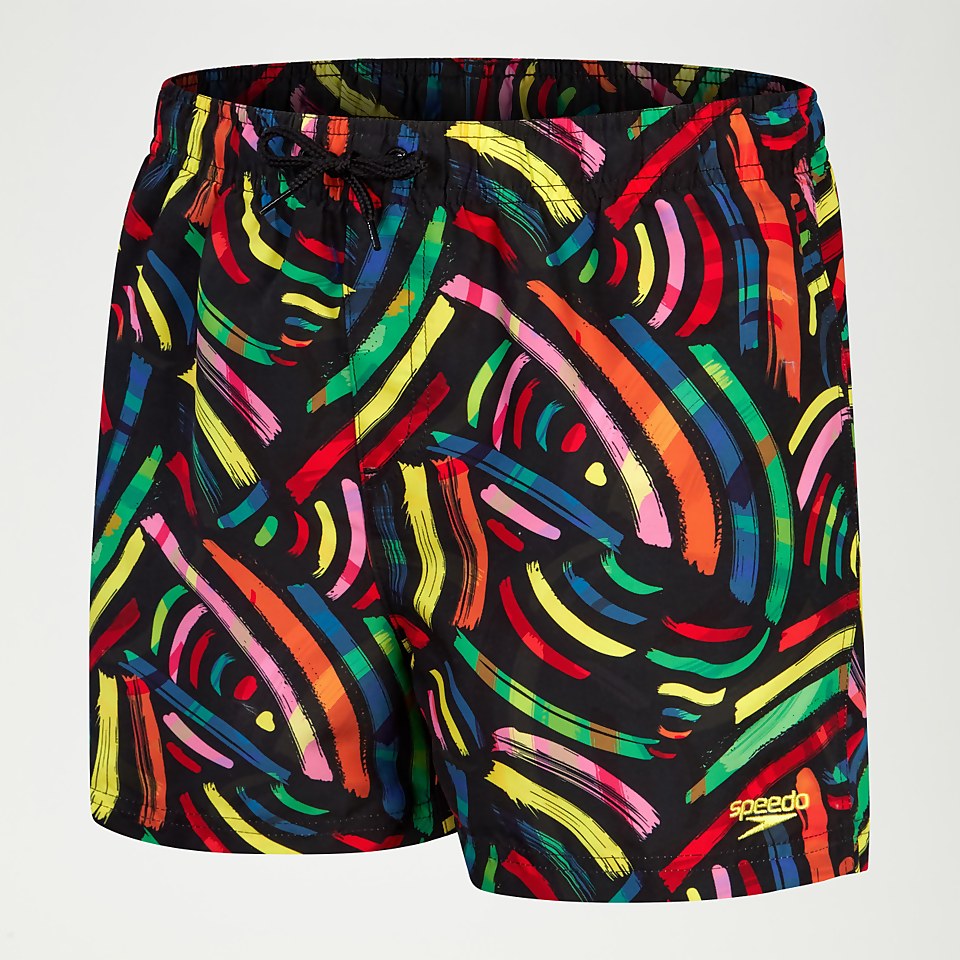 Short de bain Garçon 33 cm noir/orange
