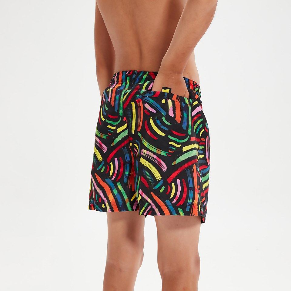 Short de bain Garçon 33 cm noir/orange