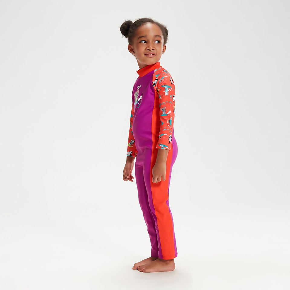 Infant Girls' Printed All-In-One Sun Suit Purple