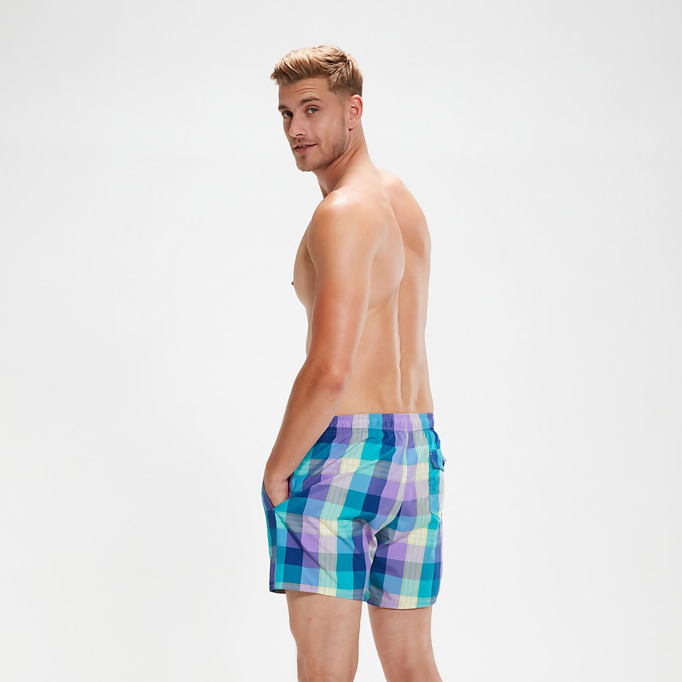 Men's Check Leisure 16" Swim Shorts Blue