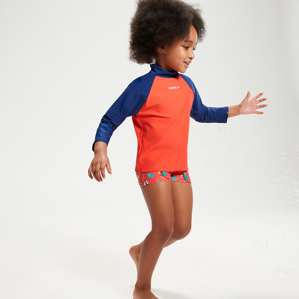 Infant Unisex Learn To Swim Essential Rash Top Blue/Coral