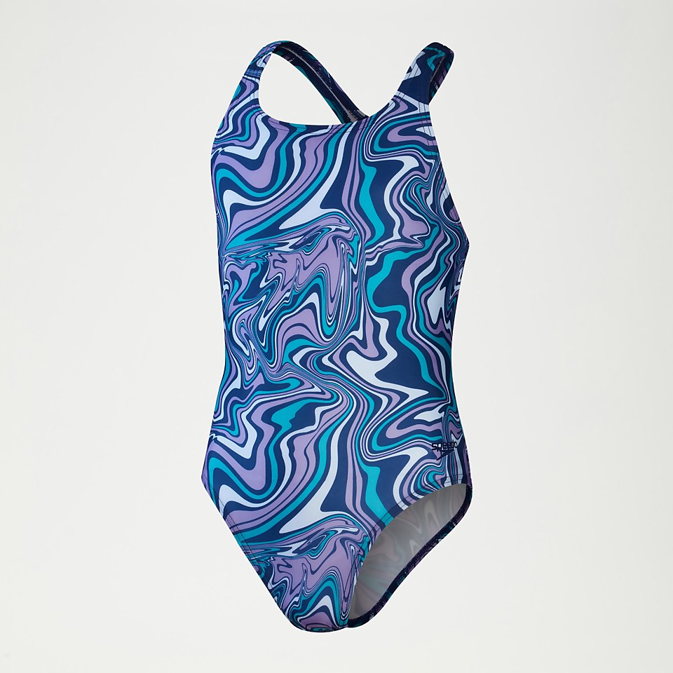 Maillot de bain Fille Medalist imprimé bleu/lilas