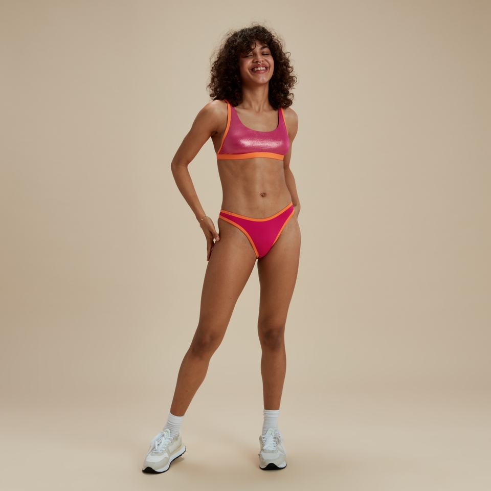 Women's FLU3NTE Foil Scoop Bikini Bottom Pink