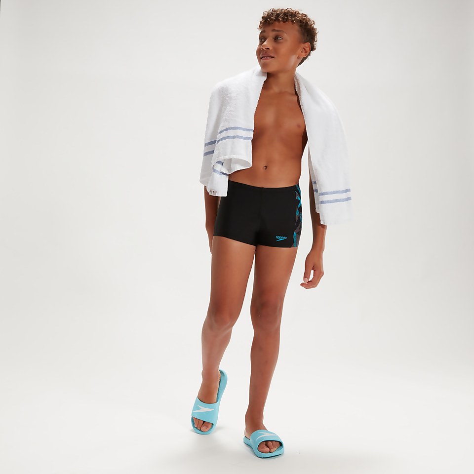 Boxer de bain Garçon HyperBoom Panel noir/bleu