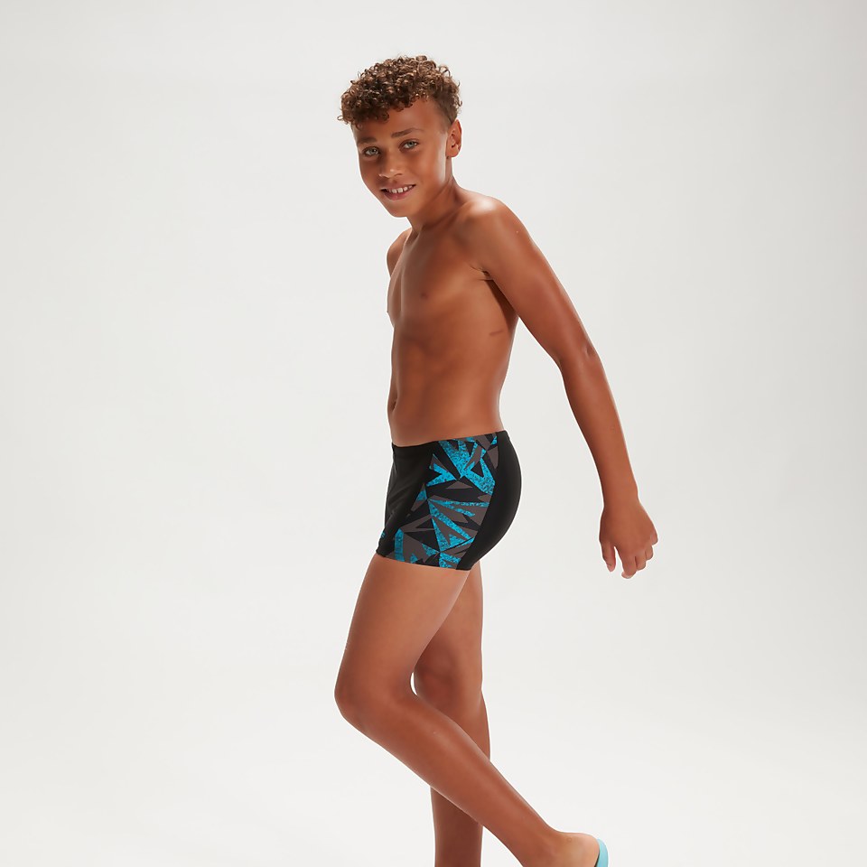 Boxer de bain Garçon HyperBoom Panel noir/bleu