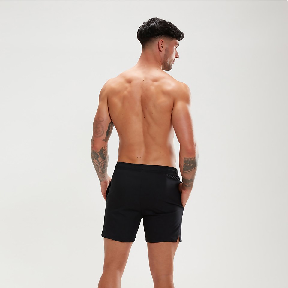 Short de bain de sport Homme 40 cm imprimé noir/bleu