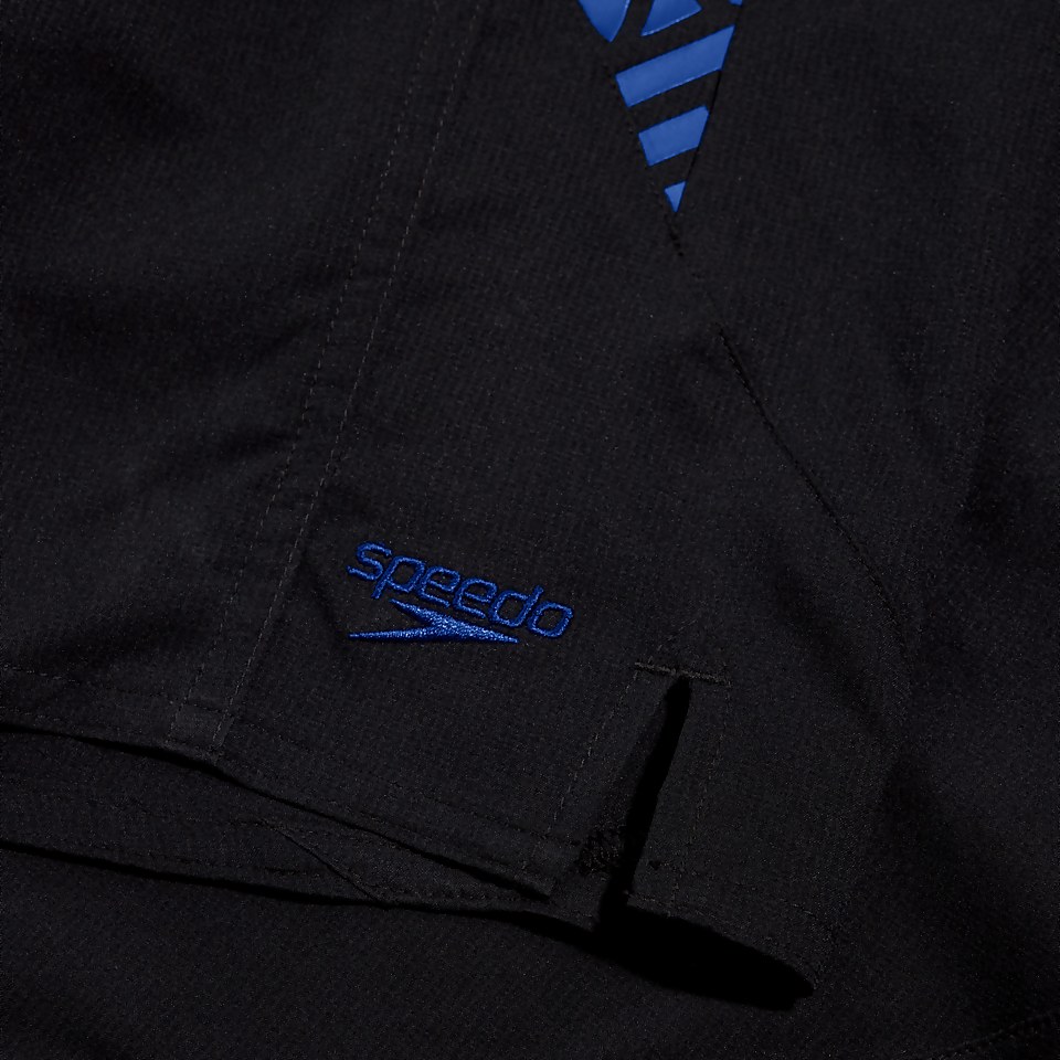 Short de bain de sport Homme 40 cm imprimé noir/bleu