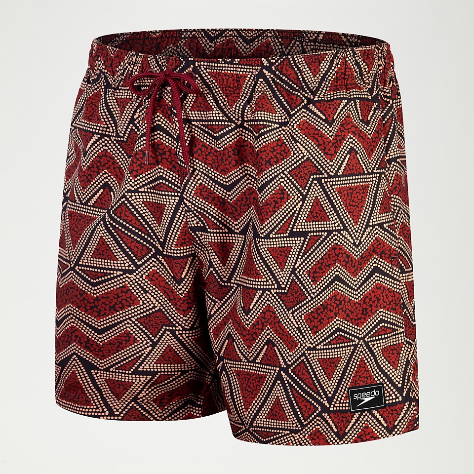 Short de bain Homme Printed Leisure 40 cm sang de bœuf/orange