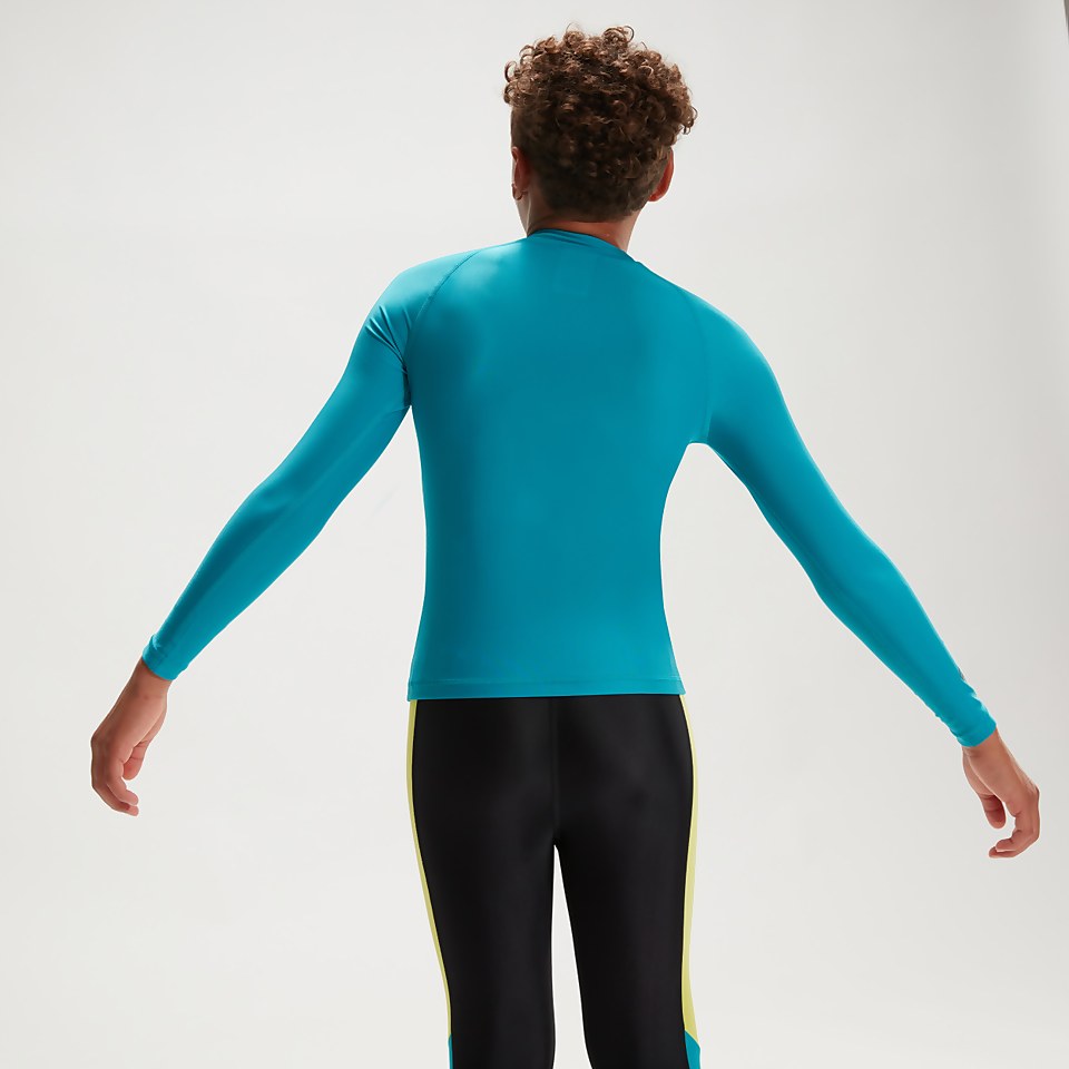 Unisex Langarm-Rash-Top für Kinder Aqua/Schwarz