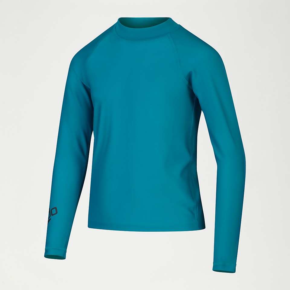 Unisex Langarm-Rash-Top für Kinder Aqua/Schwarz