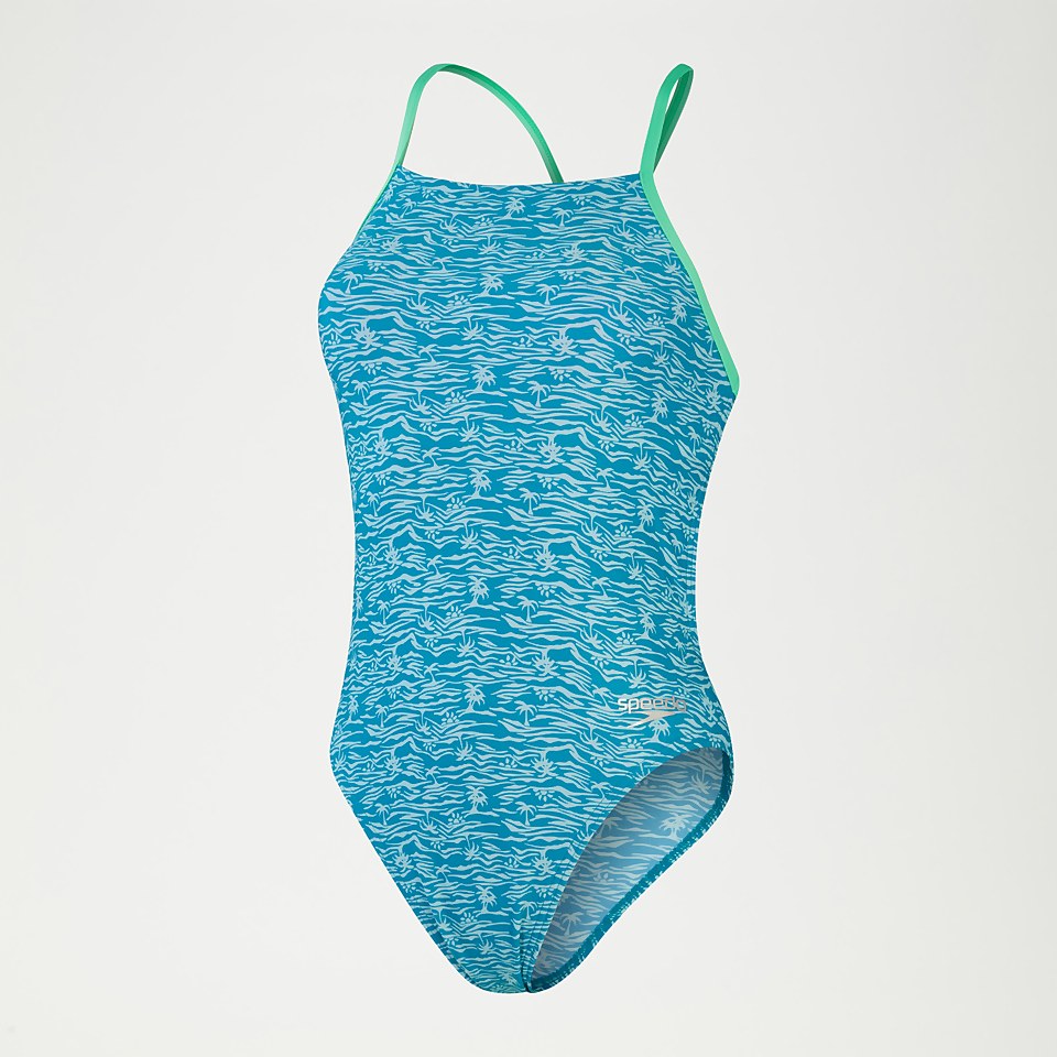 Women's Club Training Sundown Shores Lattice Back Swimsuit Aqua