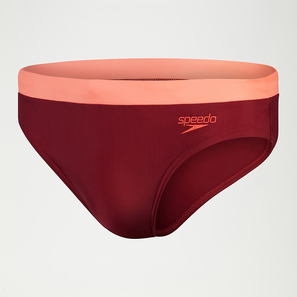 Slip de bain Homme Logo 7 cm sang de bœuf/corail