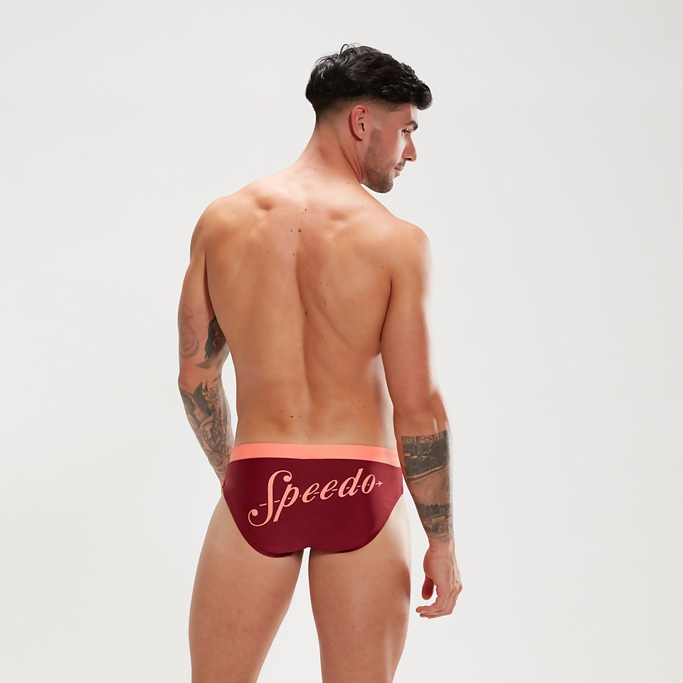 Slip de bain Homme Logo 7 cm sang de bœuf/corail
