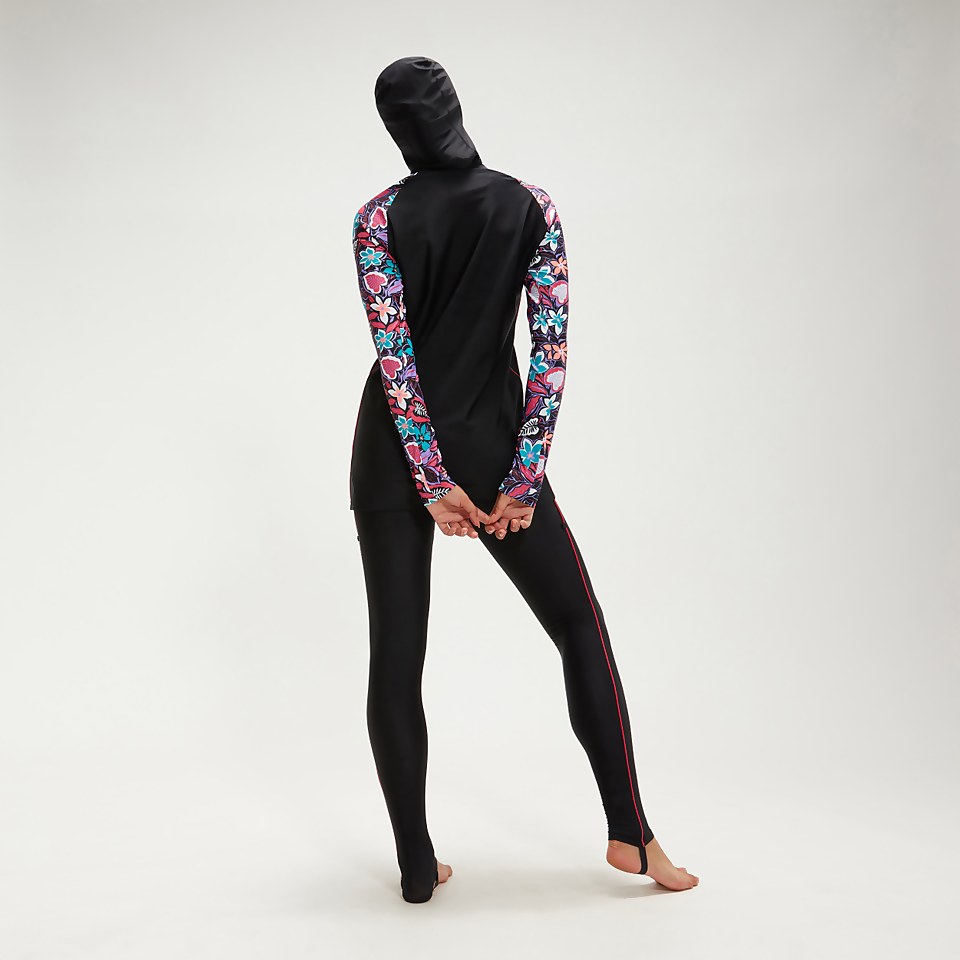 Women's Modesty Printed 3 Piece Set Black/Coral
