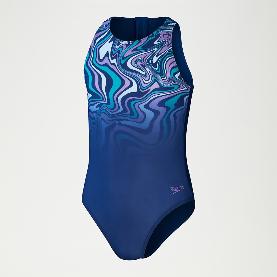 Girls' Printed Hydrasuit Blue/Lilac