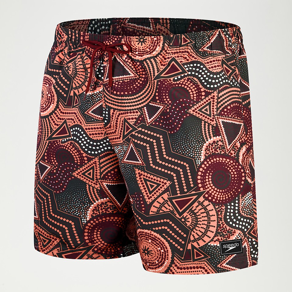 Short de bain Homme Digital Printed Leisure 45 cm sang de bœuf/corail