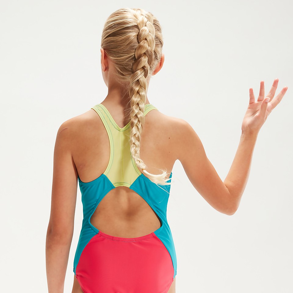 Maillot de bain Fille bicolore Spiritback rose/aqua