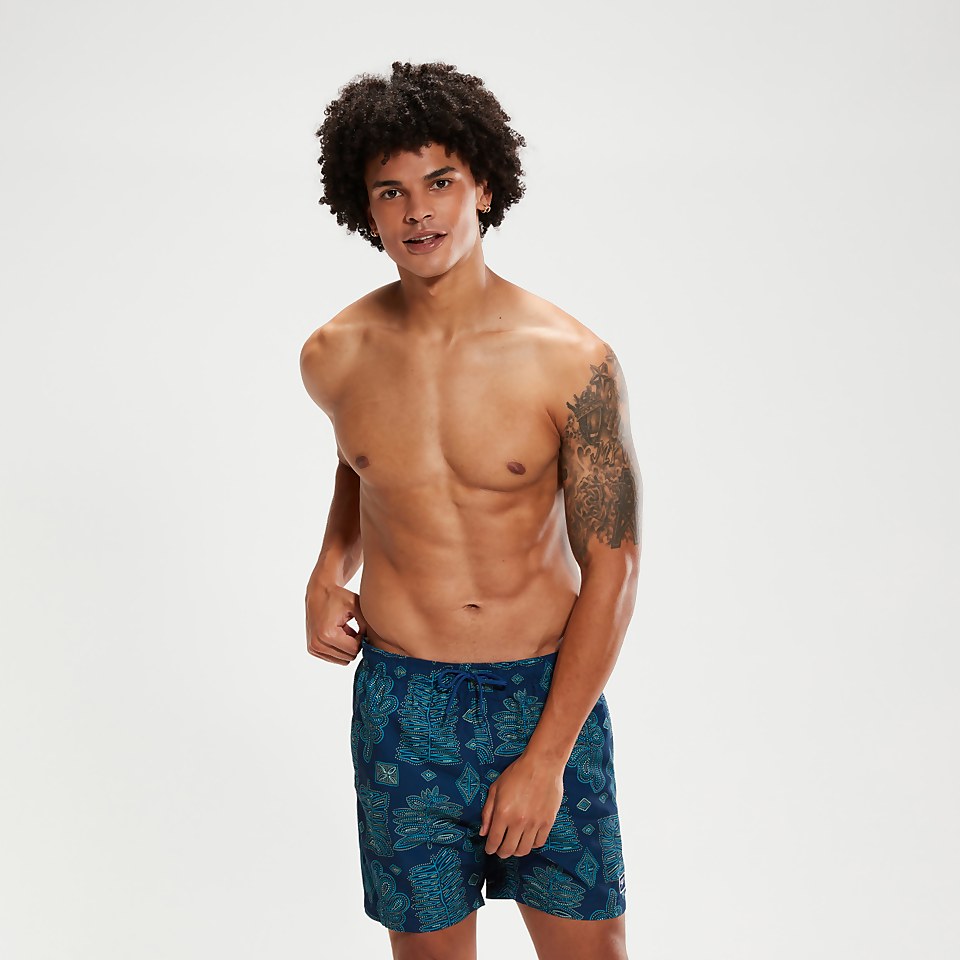 Short de bain Homme Printed Leisure 40 cm bleu/aqua