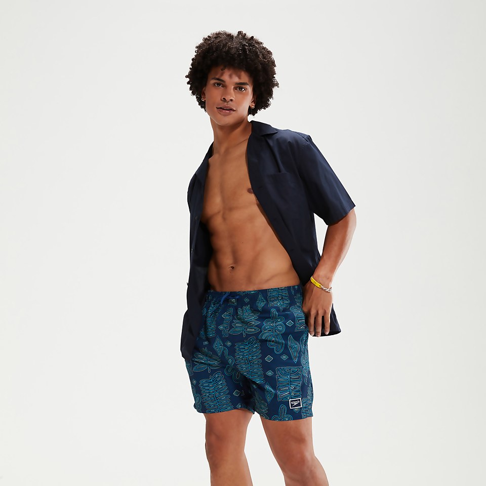 Short de bain Homme Printed Leisure 40 cm bleu/aqua