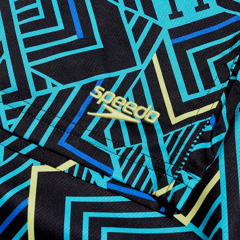 Men's Sport Allover 18" Swim Shorts Navy/Aqua