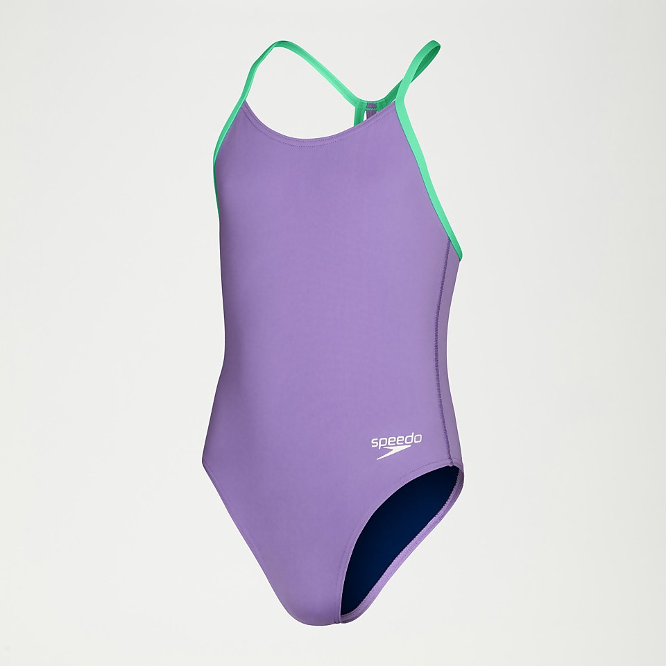 Maillot de bain Fille Club Training Lane Line Back lilas/vert