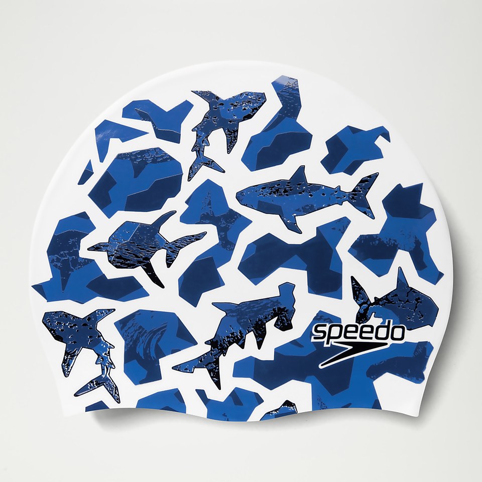 Junior Printed Silicone Cap Blue/White