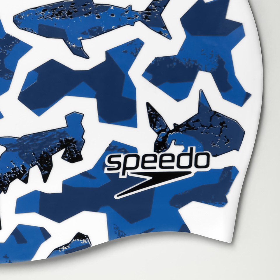 Junior Printed Silicone Cap Blue/White