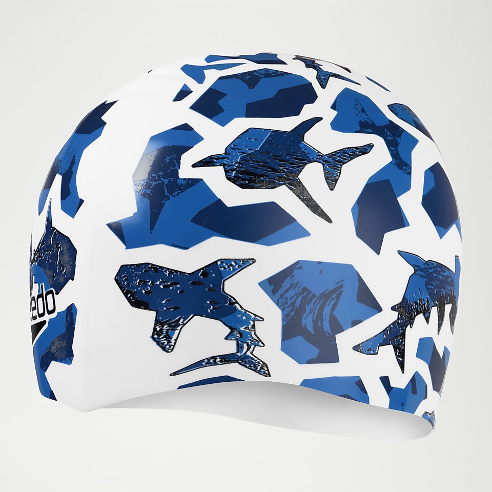 Junior Printed Silicone Cap Blue/White