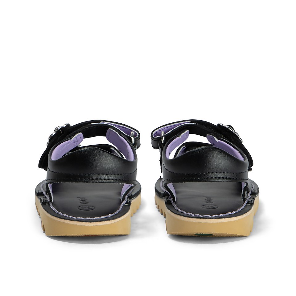 Infant Girls Kick Sandal Flower Leather Black