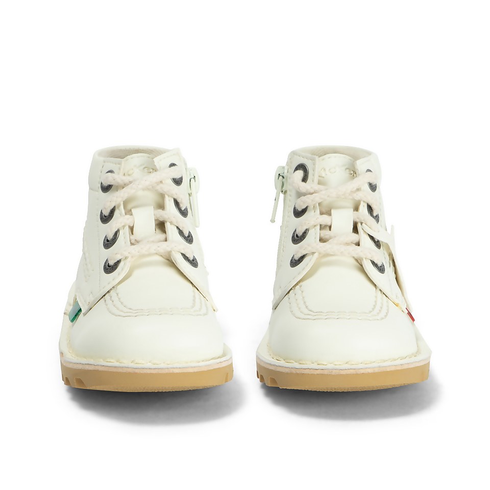 Infant Unisex Kick Hi Zip Leather Alternative White